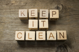 keep it clean on a wooden background
